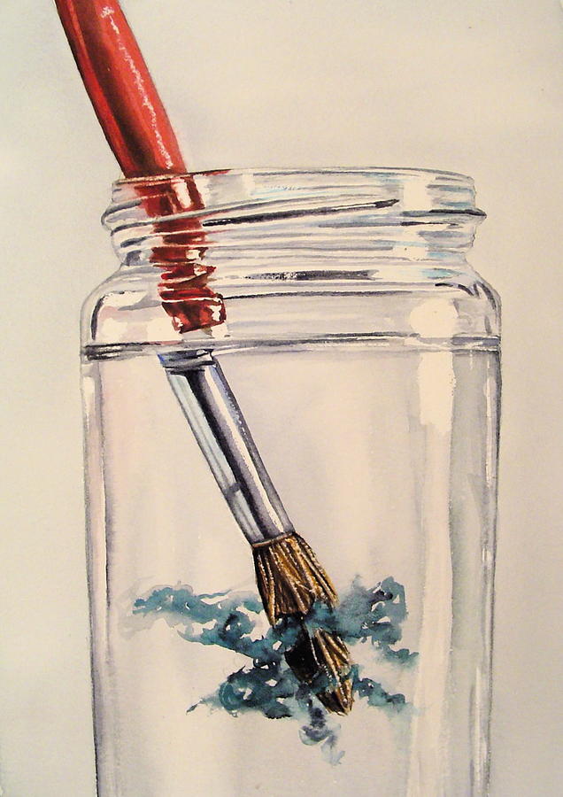 Brush Painting - Rinsing brush watercolour art by Lillian  Bell