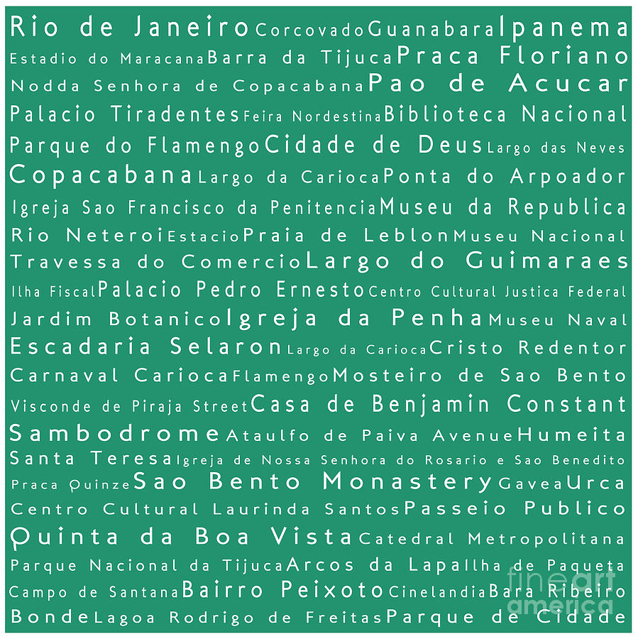 Rio De Janeiro In Words Algae Digital Art