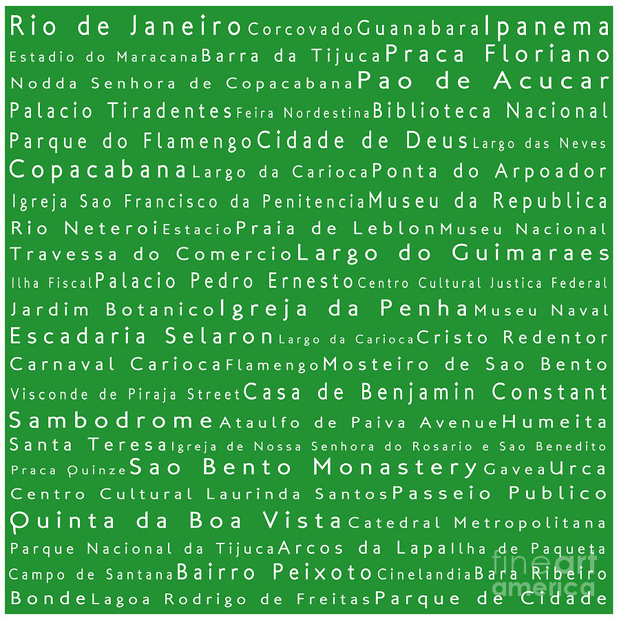 Rio de Janeiro in Words Green Digital Art by Sabine Jacobs