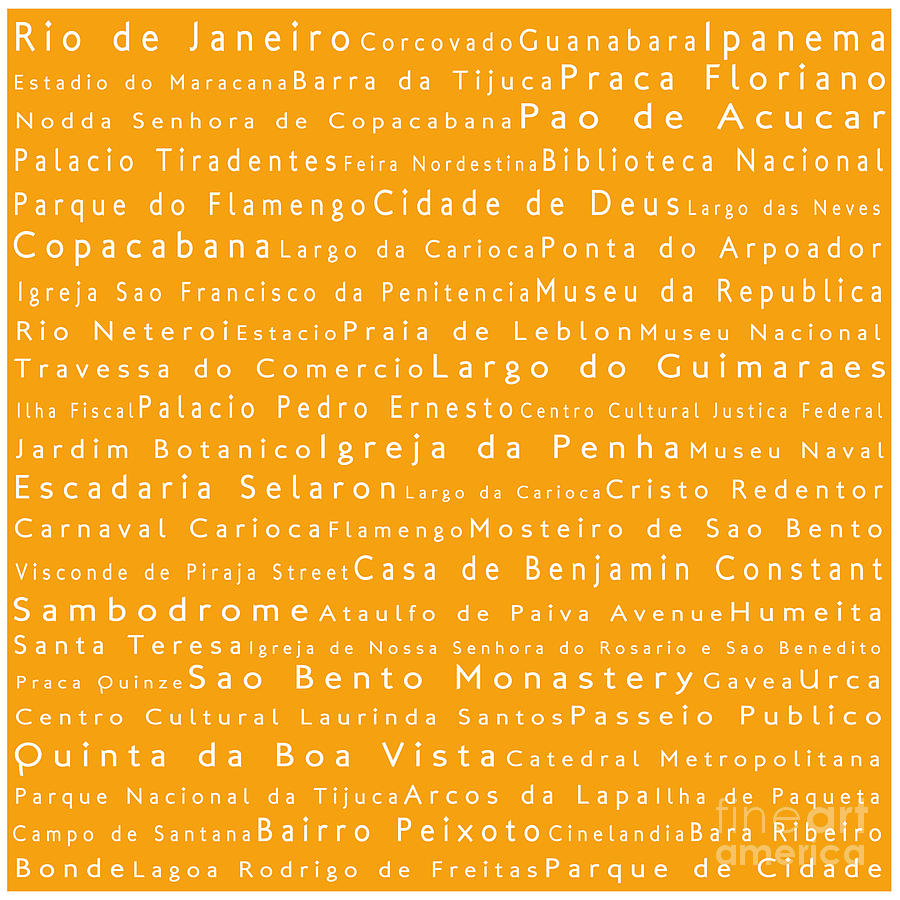 Rio de Janeiro in Words Orange Digital Art by Sabine Jacobs
