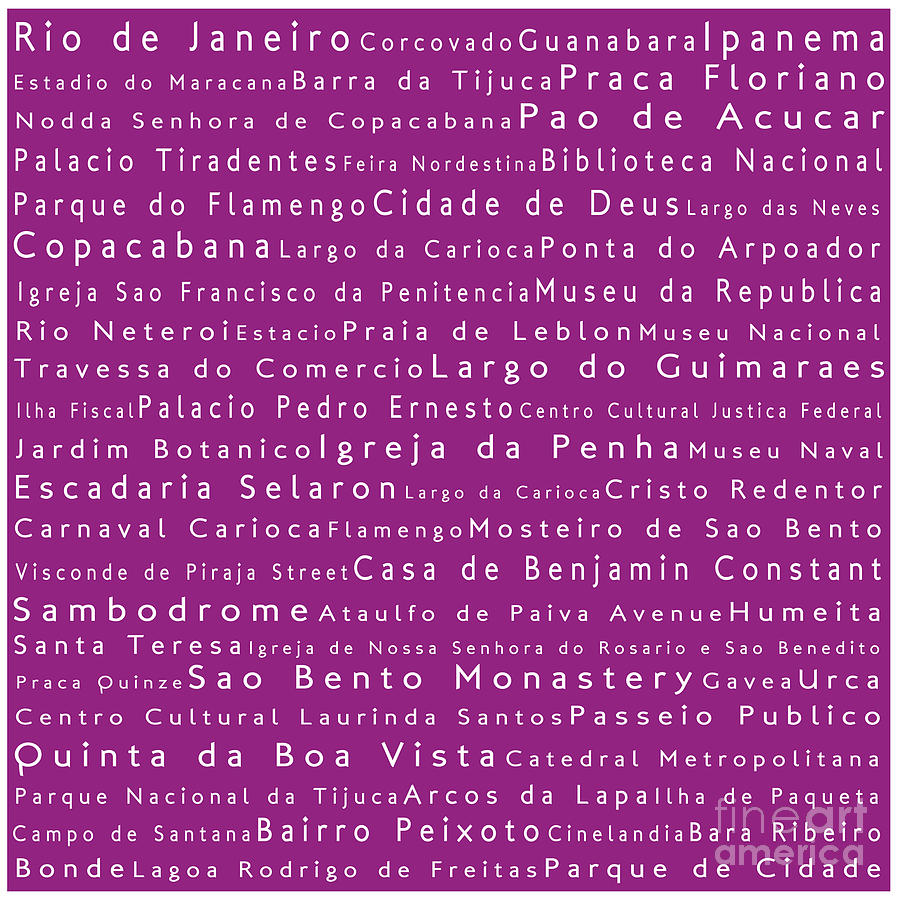 City Digital Art - Rio de Janeiro in Words Pink by Sabine Jacobs