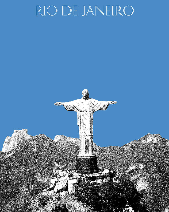 Rio de Janeiro Skyline Christ the Redeemer - Slate Digital Art by DB Artist