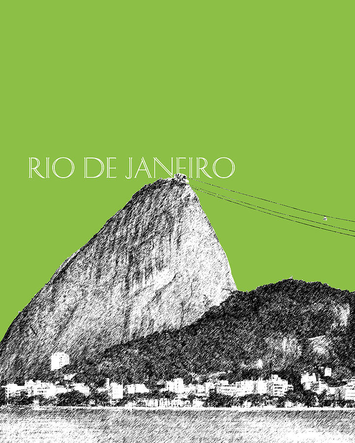 Rio de Janeiro Skyline Sugarloaf Mountain - Olive Digital Art by DB Artist