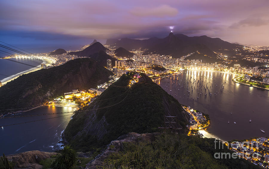 Rio Photograph - Rio Evening Cityscape Panorama by Mike Reid