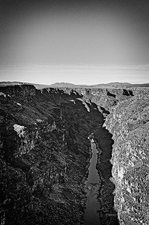 Rio Grande gorge in B-W Photograph by Charles Muhle