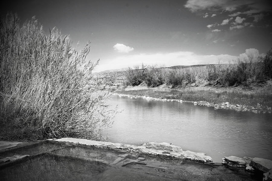 Rio Grande Hot Springs in black and white Photograph by Judy Hall-Folde