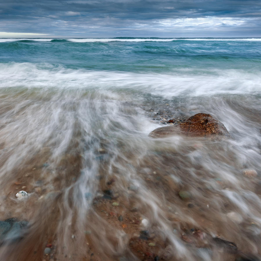 Beach Photograph - Rip Tide Square by Bill Wakeley