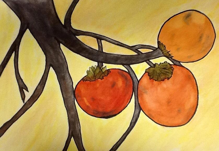 Ripe Persimmons Painting by Joan Zepf