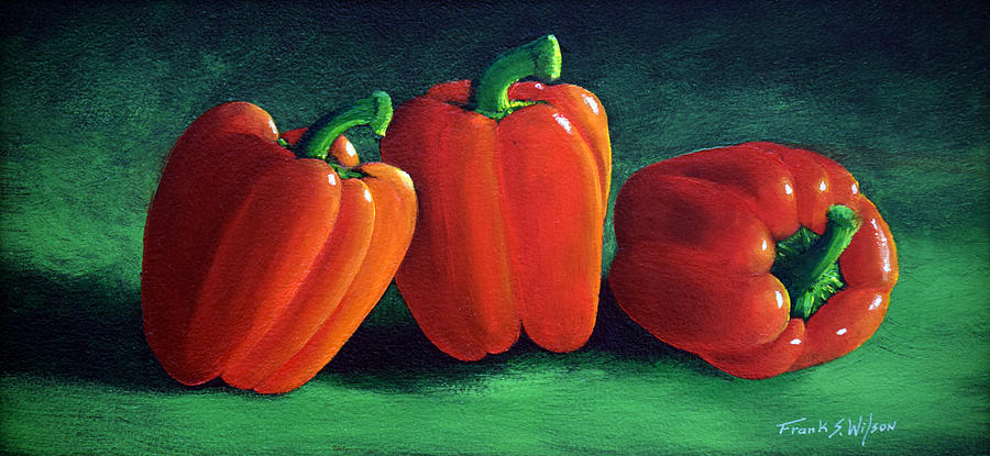 Ripe Red Peppers Painting by Frank Wilson
