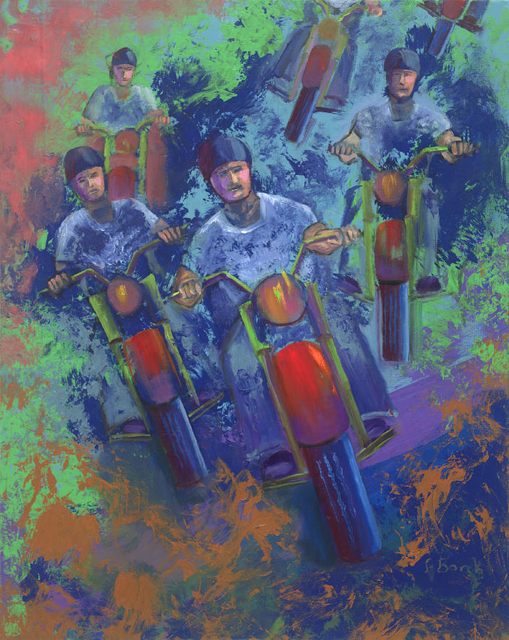 Motorcycle Painting - Rippin It Up by Peter Bonk Motorcycle Painting - Rippin It Up by Peter Bonk