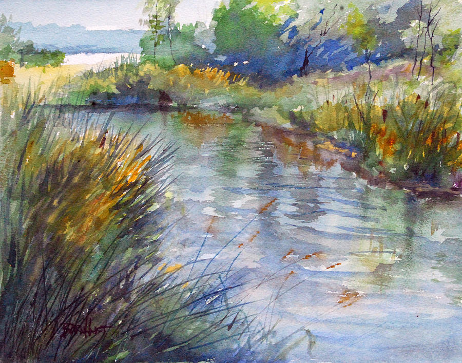 Summer Painting - Ripple River between two lakes by Duane Barnhart