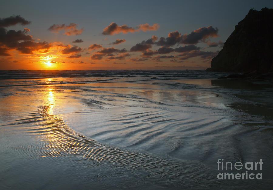 Sunset Photograph - Ripples on the Beach by Michael Dawson