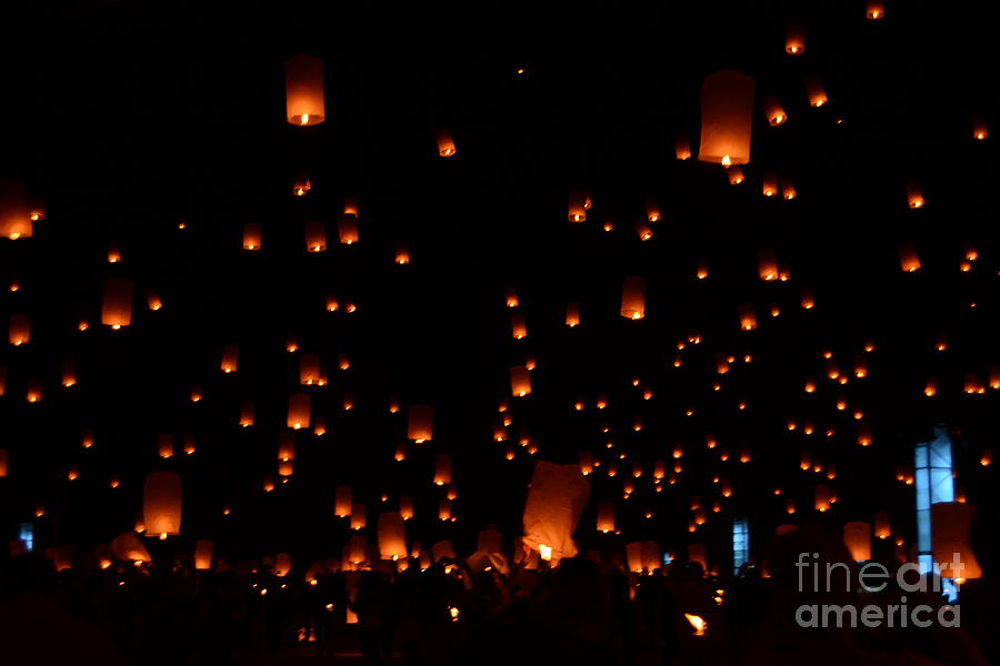RISE Festival Lanterns 2014 Horizontal Ground and Sky #1 Photograph by Heather Kirk