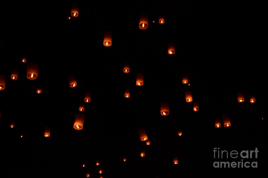 Desert Photograph - RISE Festival Lanterns 2014 horizontal Sky Only Number One by Heather Kirk