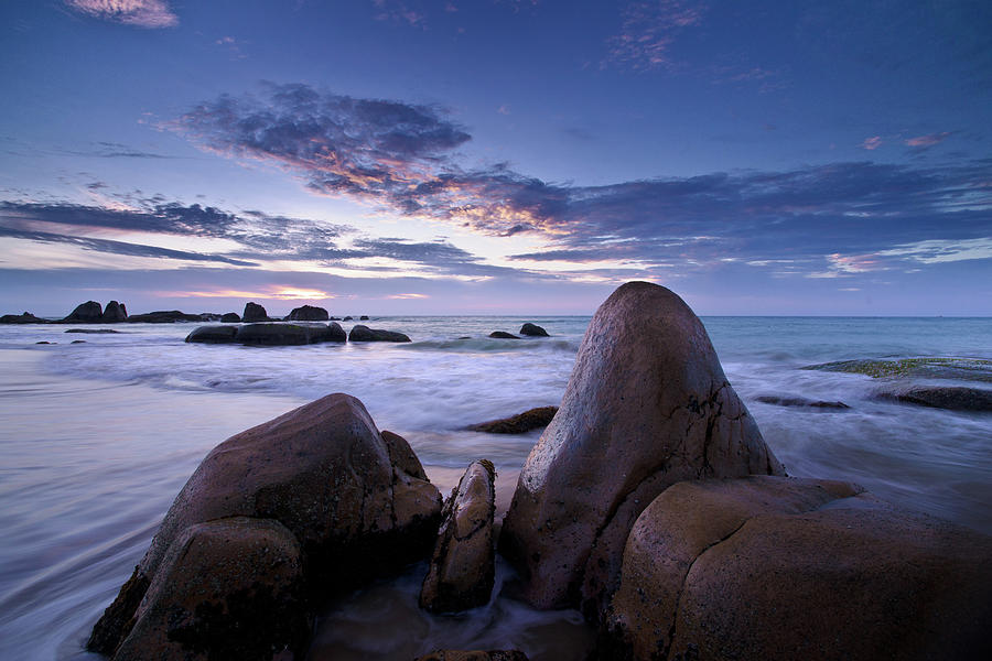 Rising Stones At Sunrise In Co Thach Photograph by Andreluu