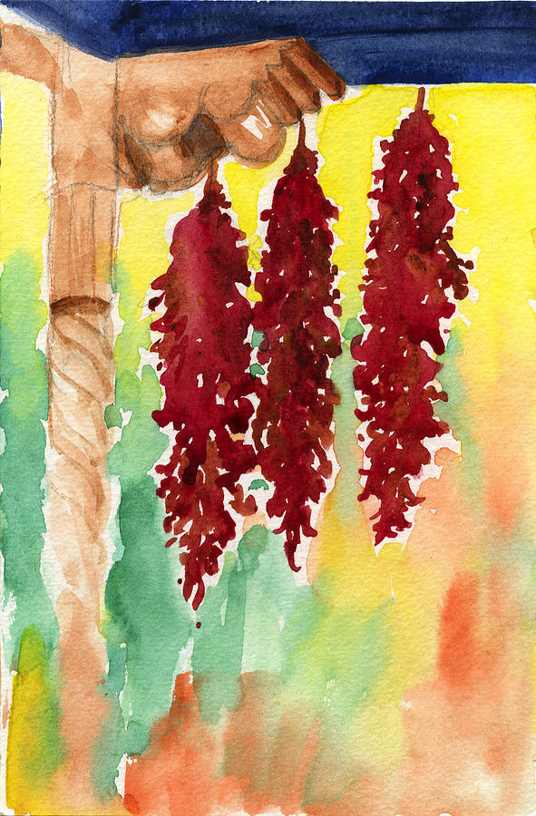 Ristras at Taos B and B Painting by Johanna Axelrod