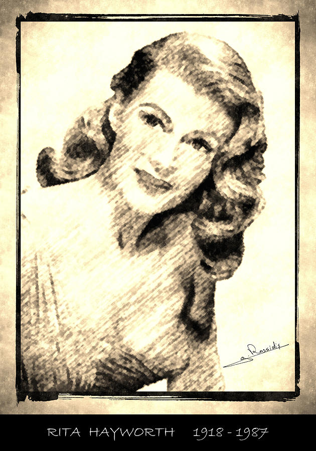 Rita Hayworth Drawing by George Rossidis