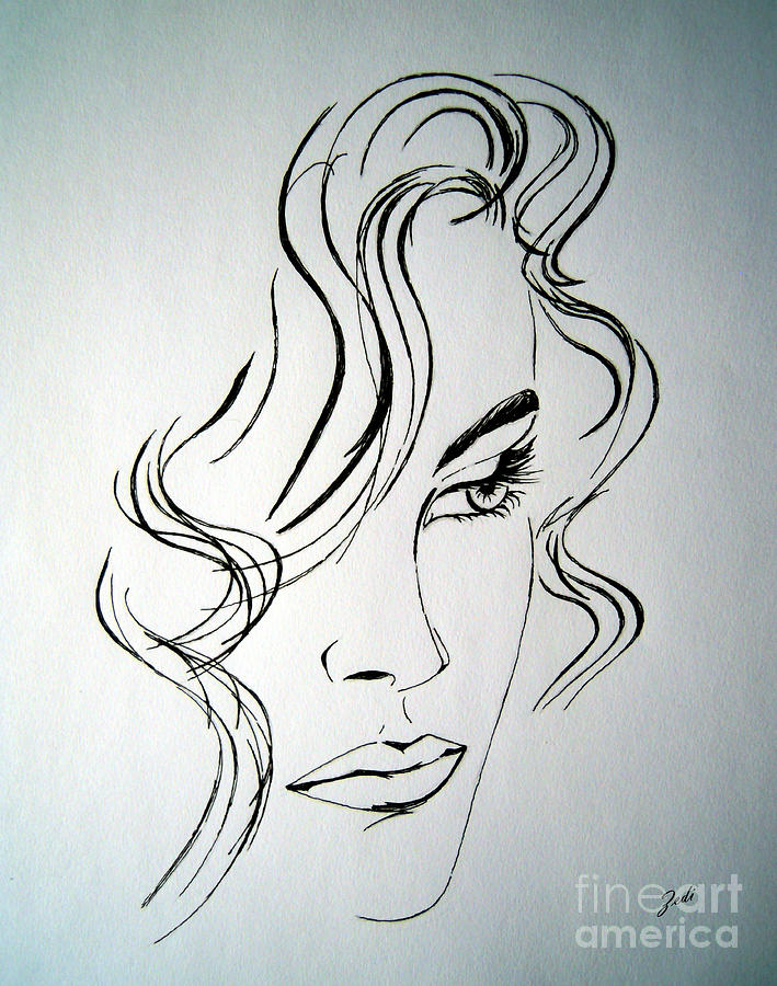 Ritratto di una donna sconosciuta - Portrait of an unknown woman Drawing by - Zedi -