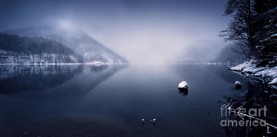 Winter Photograph - Ritsa Lake In The Snow Covered by Evgeny Kuklev