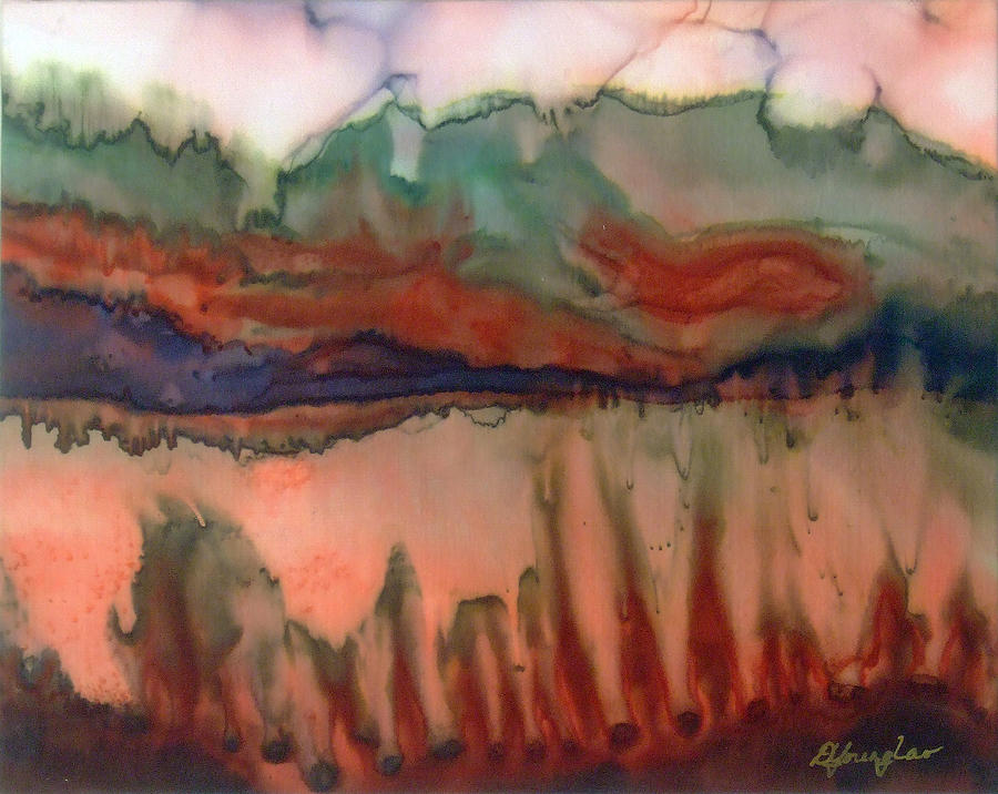 Abstract Painting - River Aflame by Deborah Younglao