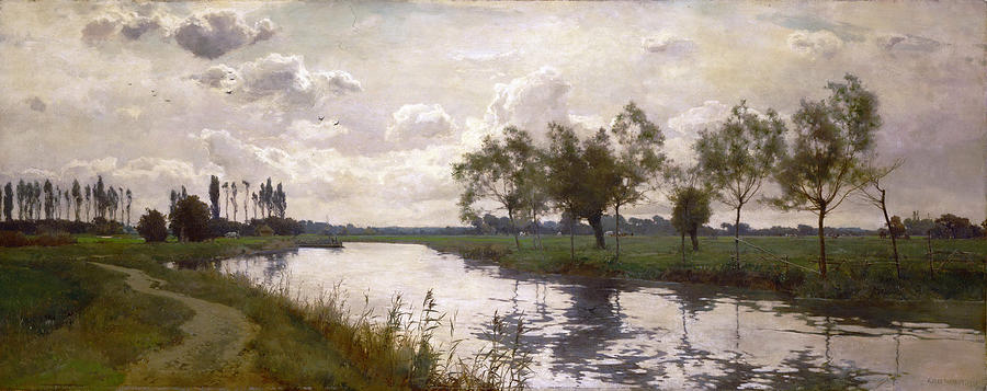 River and Towpath Painting by Alfred Parsons