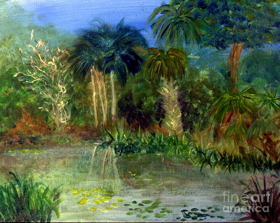 Nature Painting - River at Riverbend Park in Jupiter Florida by Donna Walsh