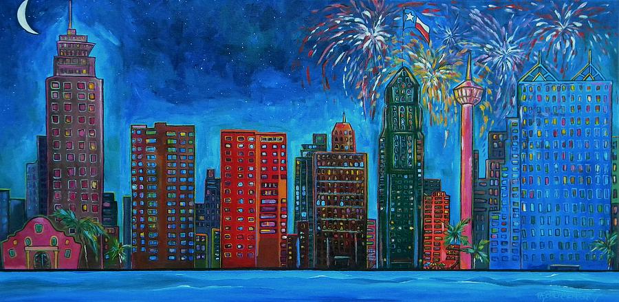 River City Skyline Painting by Patti Schermerhorn