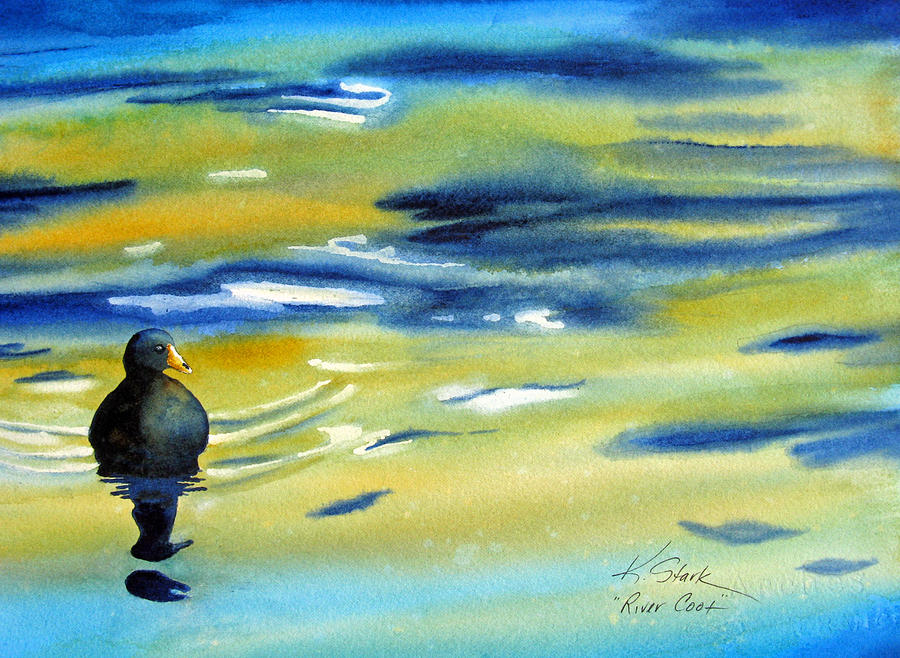 River Coot Painting by Karen Stark