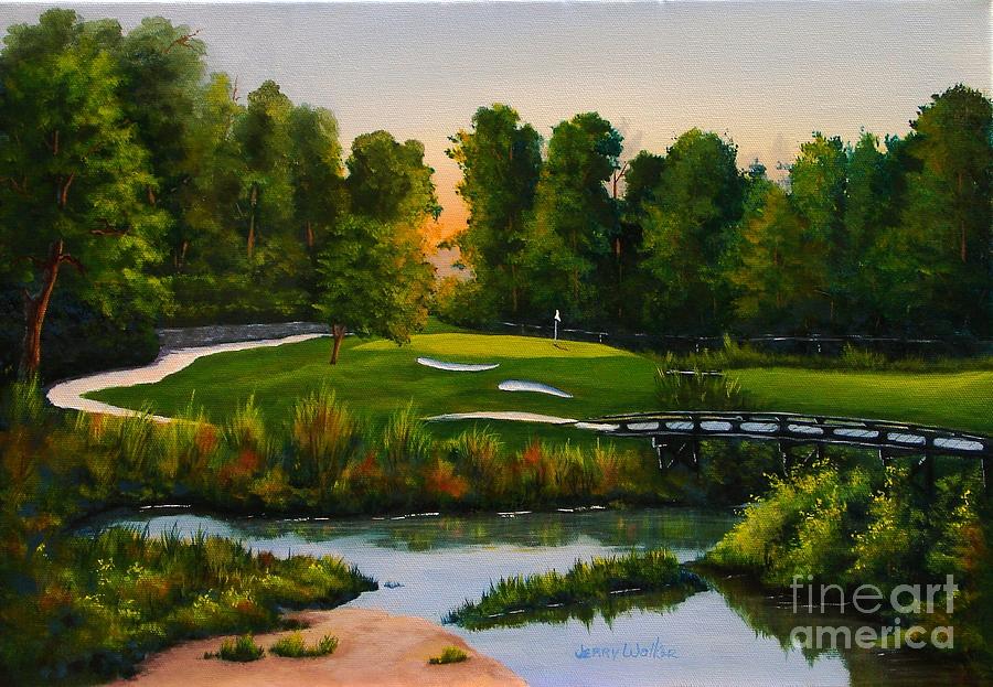 Golf Painting - River Course #16 by Jerry Walker