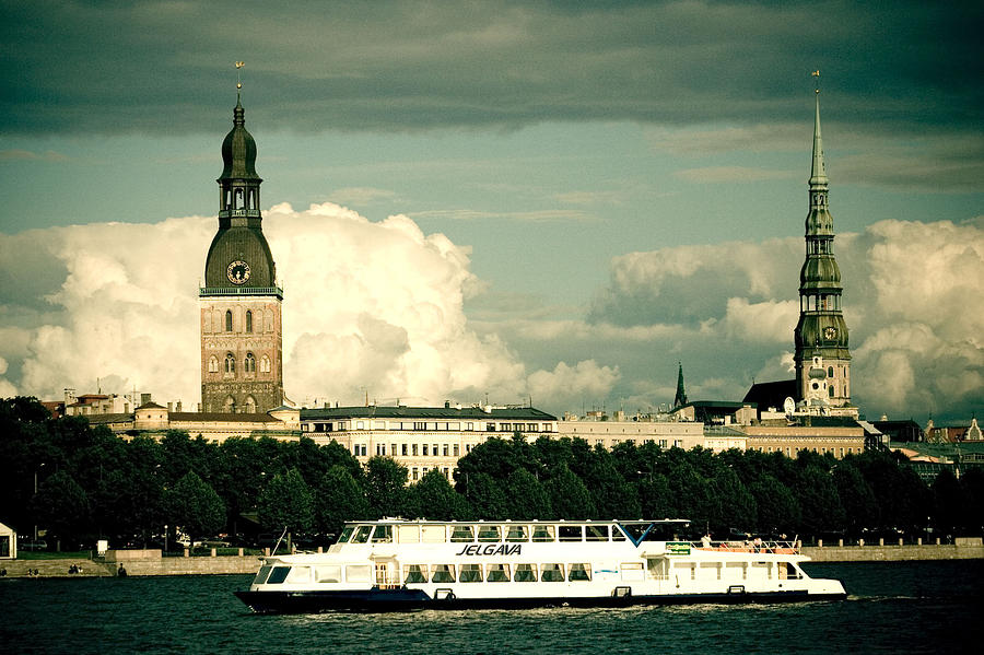 River Daugava Jelgava ship old town Riga Photograph by Raimond Klavins