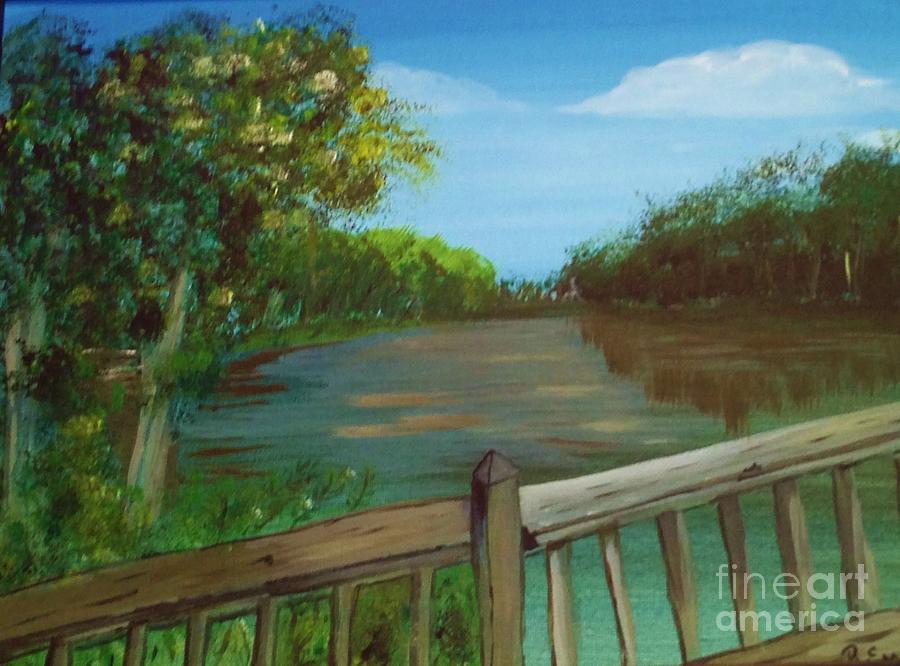 River Deck Painting by Brigitte Emme