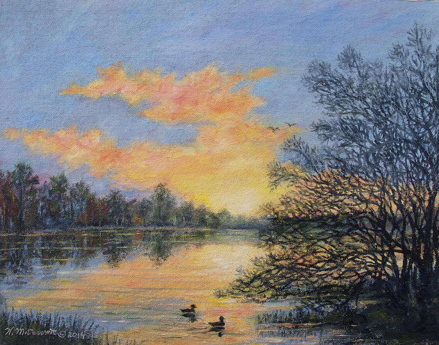 River Dusk # 2 Painting by Kathleen McDermott