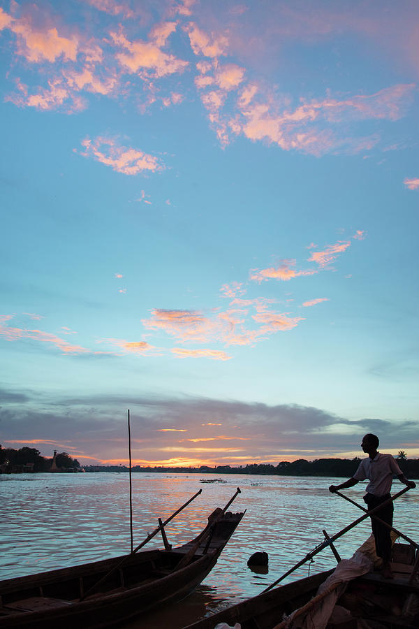 River Ferry At Sunset. Pathein.myanmar Photograph by Eitan Simanor