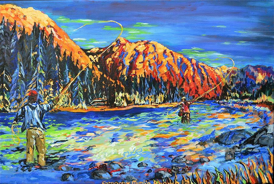 River Fisherman Painting by Gregory Merlin Brown
