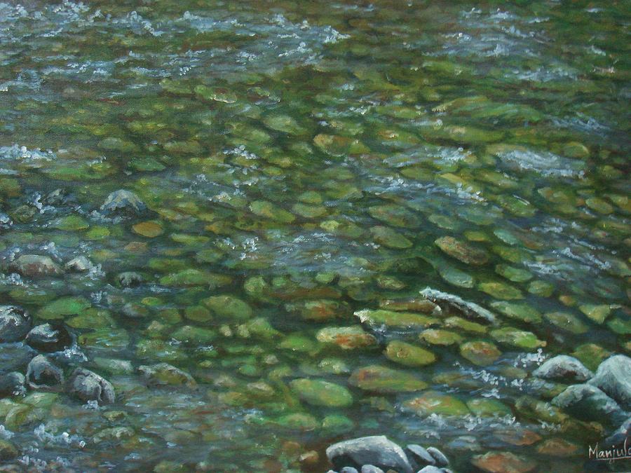 Pebbles Painting - River Ganga -clear waters by Manjula Prabhakaran Dubey