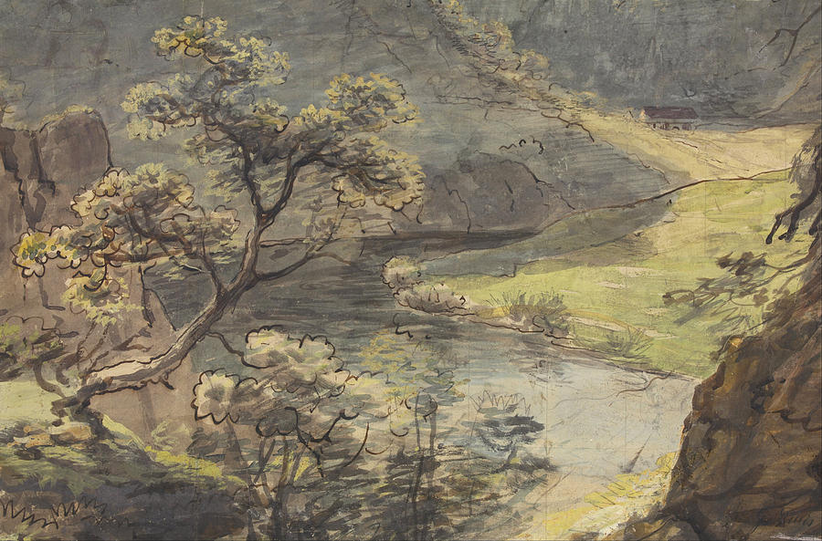 River Landscape Drawing by Johann Georg von Dillis