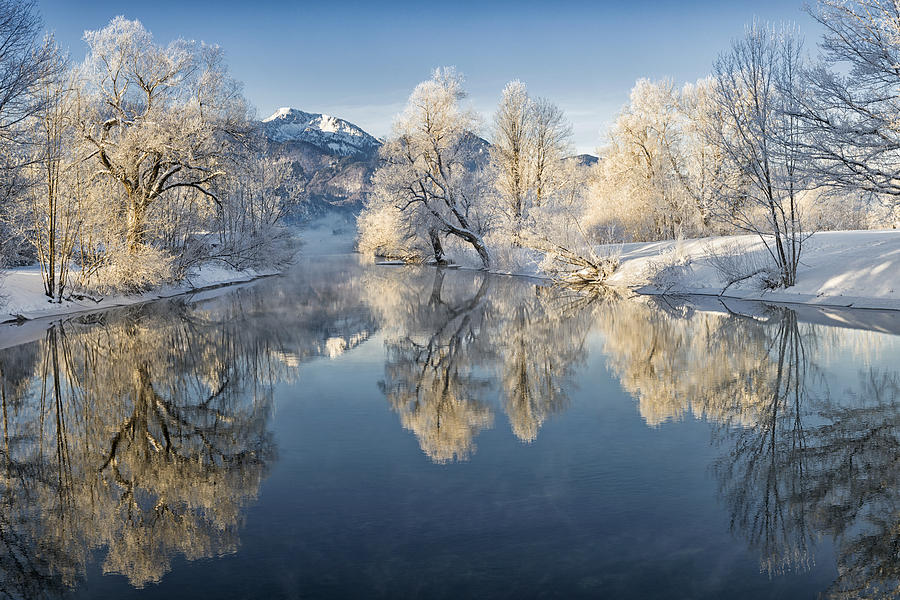 River Loisach entering Lake Kochel in Winter Photograph by DieterMeyrl