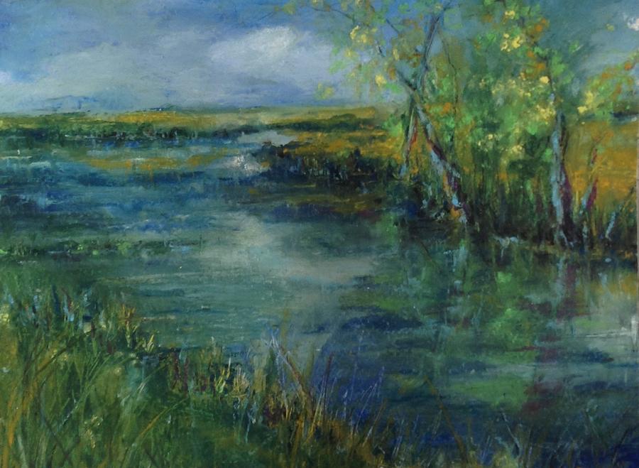 Tree Painting - River Marsh Series by Robin Miller-Bookhout