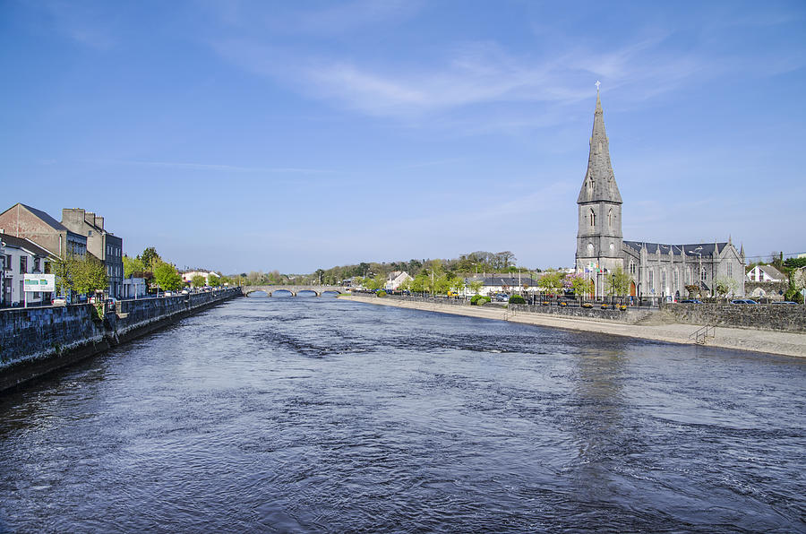 River Moy with St Muredachs Church on the Right - Balina County Photograph by Bill Cannon