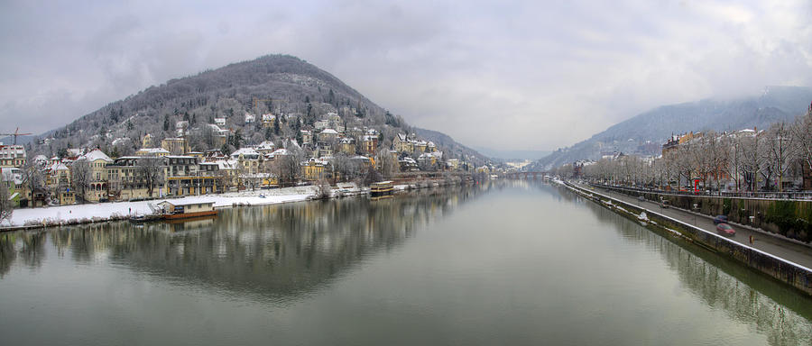 River Neckar In Winter, Heidelberg Photograph by Richard Fairless