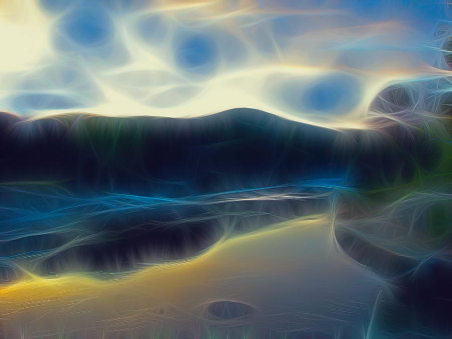 Sunset Digital Art - River of Dreams and Wishes by Wendy J St Christopher