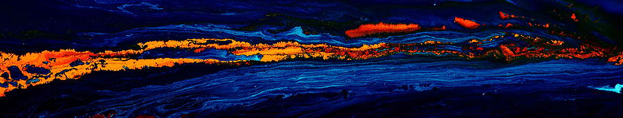 Blue Painting - River Path Abstract Art Horizontal Fluid Painting by Kredart by Serg Wiaderny