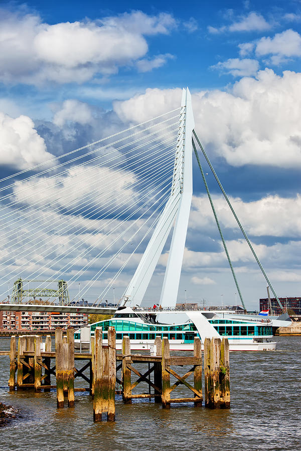 River Pier and Bridge in Rotterdam Photograph by Artur Bogacki