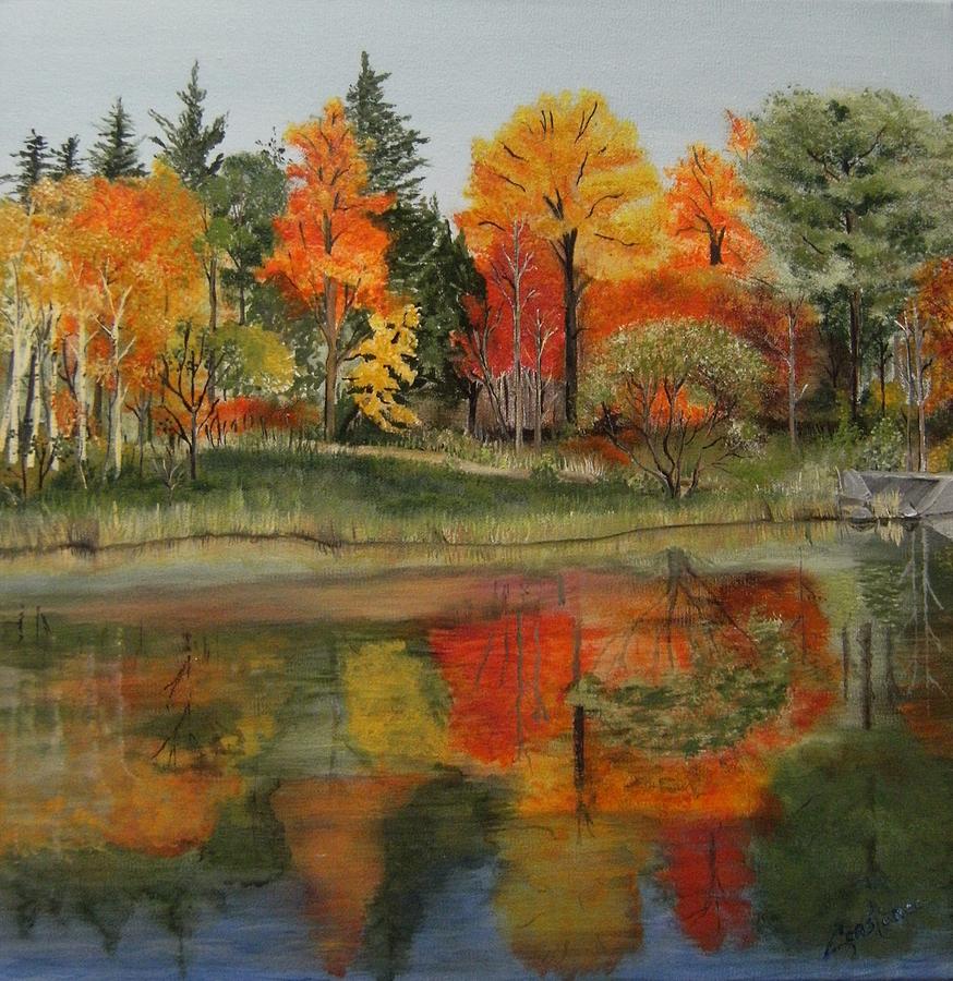 Fall Painting - River Reflections by Connie Rowsell