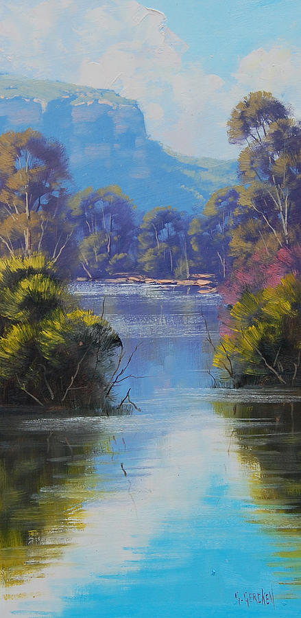 Nature Painting - River Reflections Megalong creek by Graham Gercken