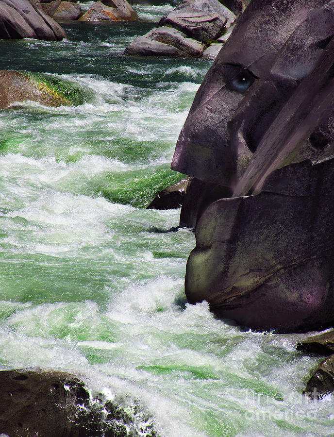 River Rock Man at the South Yuba Digital Art by Lisa Redfern