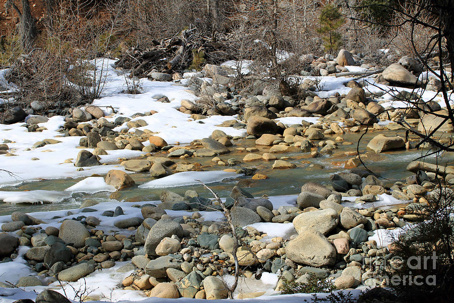 River Rocks and Snow Photograph by Mary Haber
