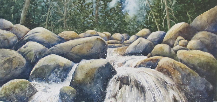 Watercolor Landscapes Painting - River Rocks II by Daydre Hamilton