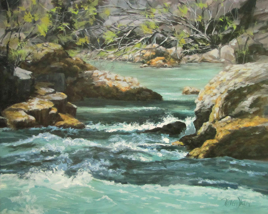 River Rocks Painting by Karen Ilari