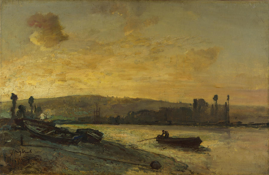 River Scene Painting by Johan Barthold Jongkind